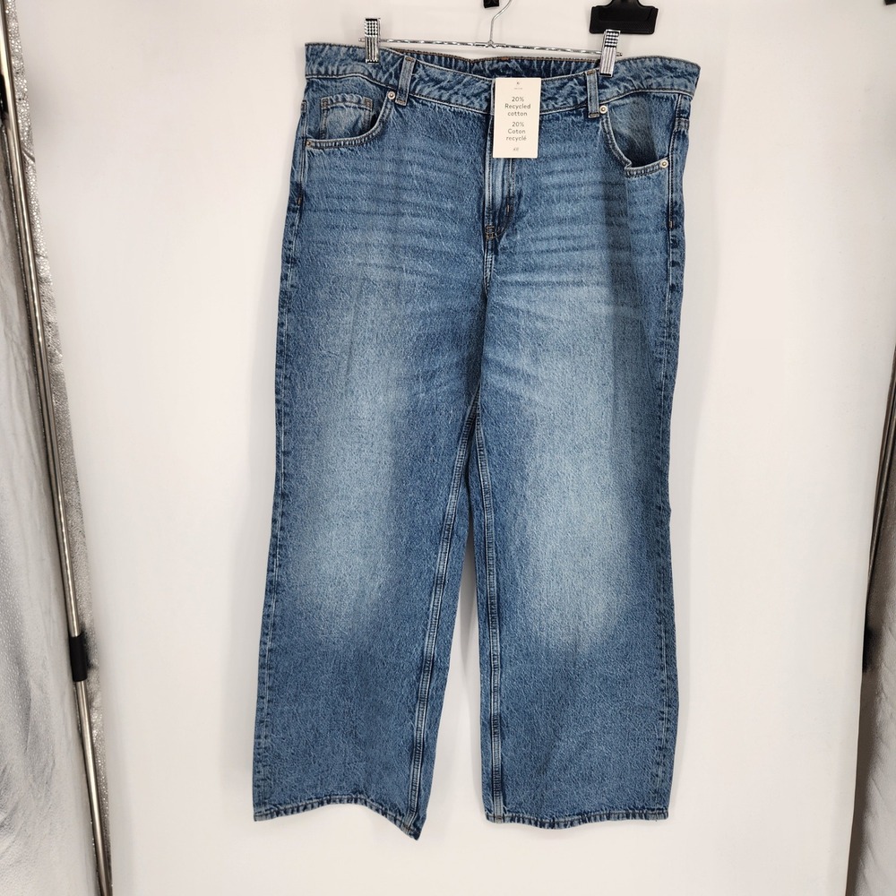 H&M Divided Wide Leg High Waist Jeans Blue Medium Wash US 18 NWT